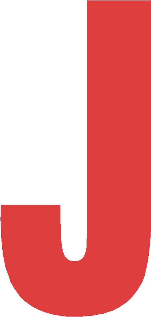 Letter J 10x5CM ROOD naam, woord, magazijn, stellingen, showroom, bedrijf, route, openbare gebouwen