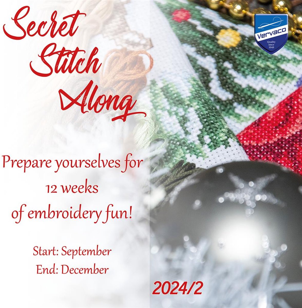 Vervaco Borduurpakket Secret Stitch Along 2024 2 weefstof -thema KERST