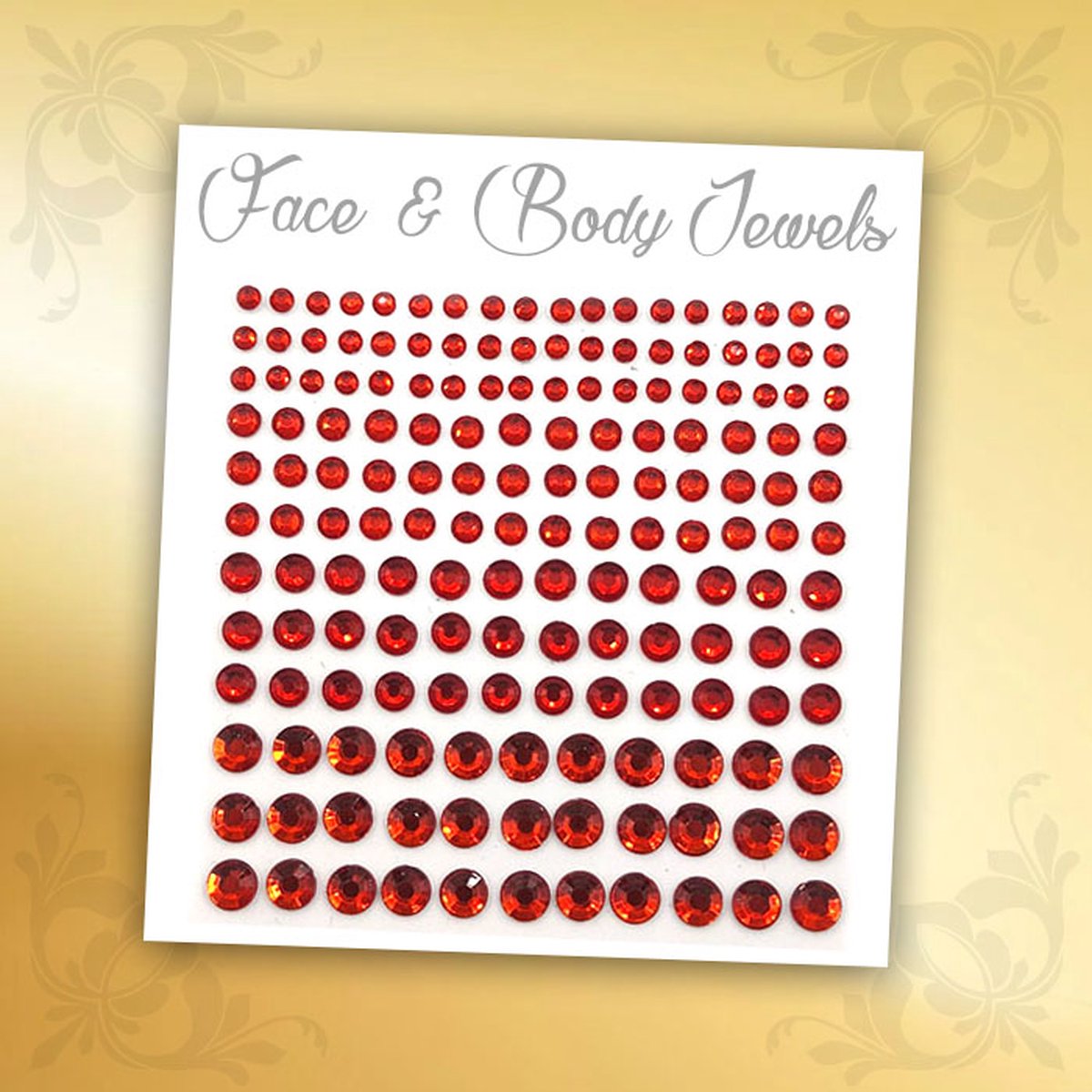 Glitter Face & Body Jewels (Rood) - Festival Glitters - Steentjes Strass met Plaklaag - Plak Diamantjes voor Lichaam en Gezicht - Rhinestone Diamonds Gems Euphoria