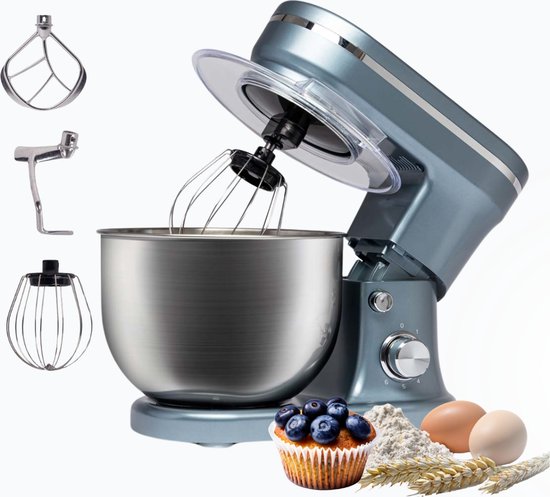 BluMill Keukenmixer - 1200W - 6 Snelheden - 5L - Metallic Blauw