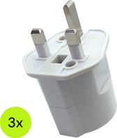 Bol.com Reisstekker Type G - Wereldstekker EU naar Engeland Ierland Malta Maleisië - Wit - 3 stuks aanbieding