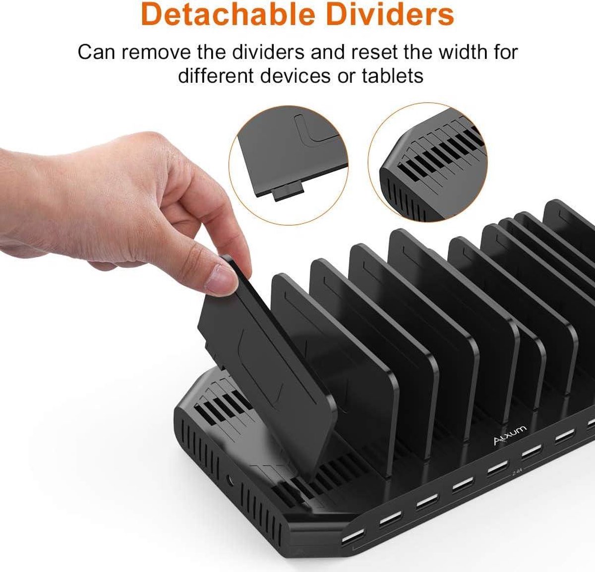 Ladestation für mehrere Geräte, Handy Ladestation 50W USB Ladegerät Schnelles Charger Organizer Kompatibel mit Handy Drahtloser Ladeständer