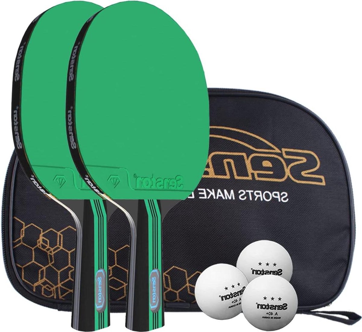 2 speler Tafeltennisvleermuizen Set - Ping Pong Paddle Set met Racket Case en ballen - Niet-standaard Kleur Tafeltennis Rackets voor Amateur Entertainment.
