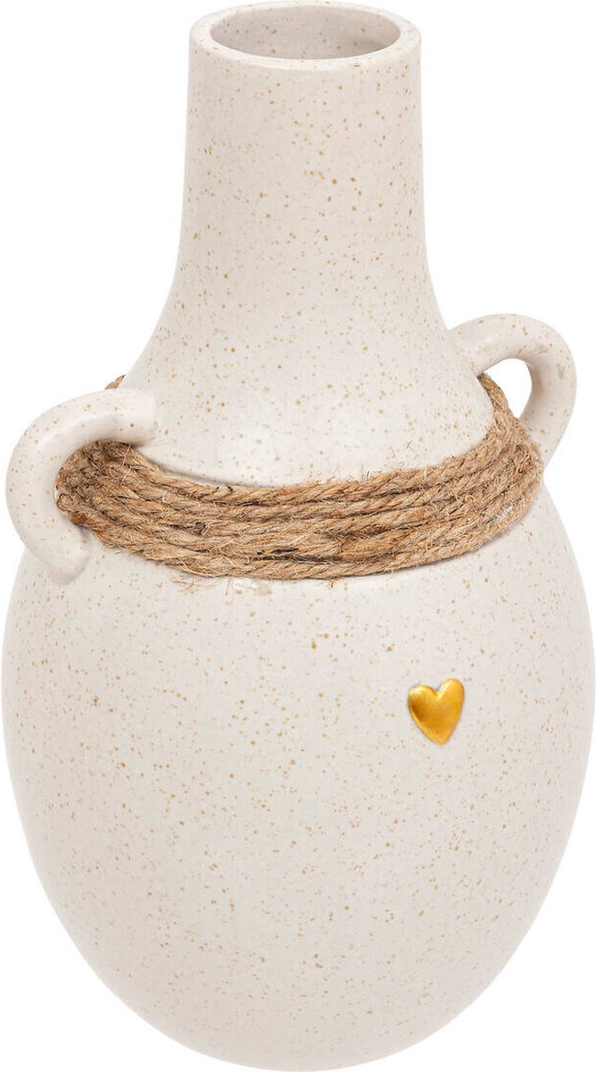 Atmosphera Keramische vaas FLORAL, 22 cm wit