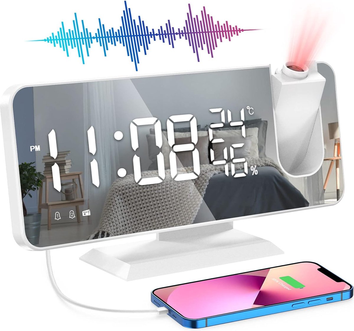 Solacis Wekkerradio Met Projectie - Wekkerradio - Digitale wekker - Wekkerradio kinderen - Wekker met projectie op plafond - Must have!
