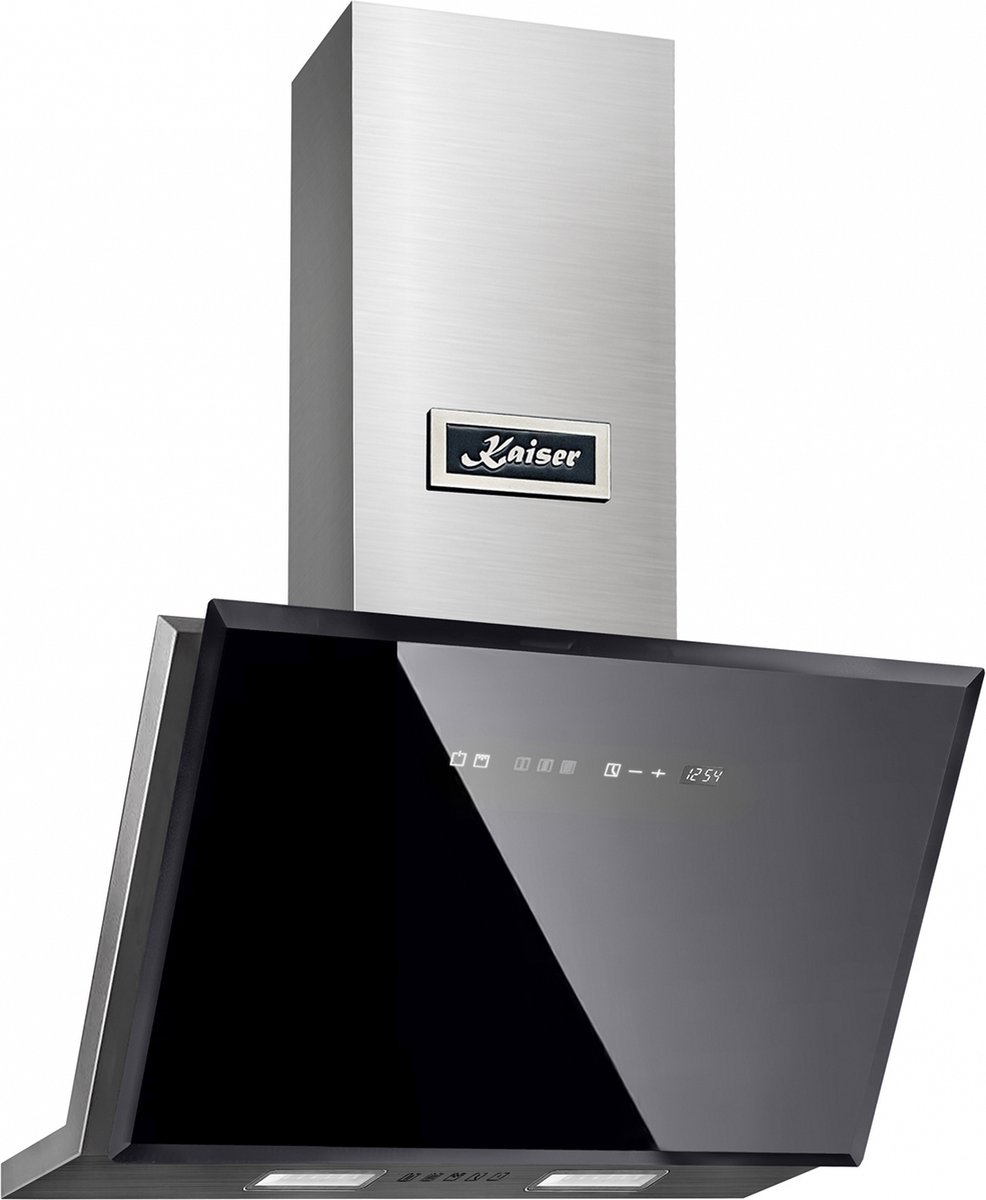 Kaiser Waskap AT 6430 F ECO, Afzuigkap 60 cm/ zwart glas/ Wandafzuigkap/ roestvrij staal/ 1250m³/h