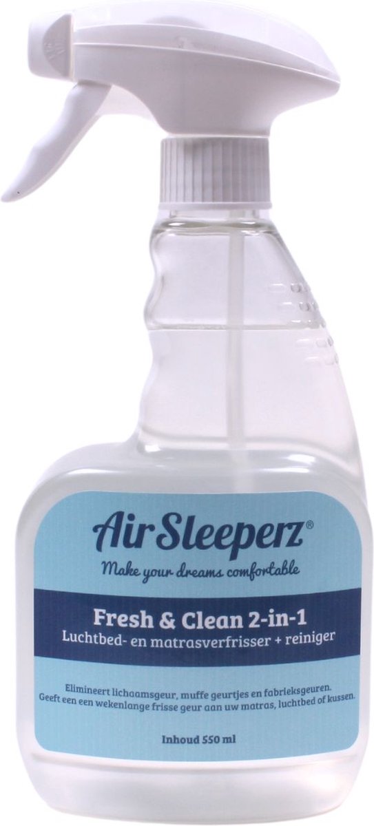 Goedkoopste AirSleeperz® Fresh & Clean luchtbed- en matrasverfrisser en reiniger 550 ml - Geeft luchtbedden en matrassen, kussens en beddengoed dagenlang een lekkere geur - Reinigt en verfrist - Matras verfrisser spray - Matrasopfrisser
