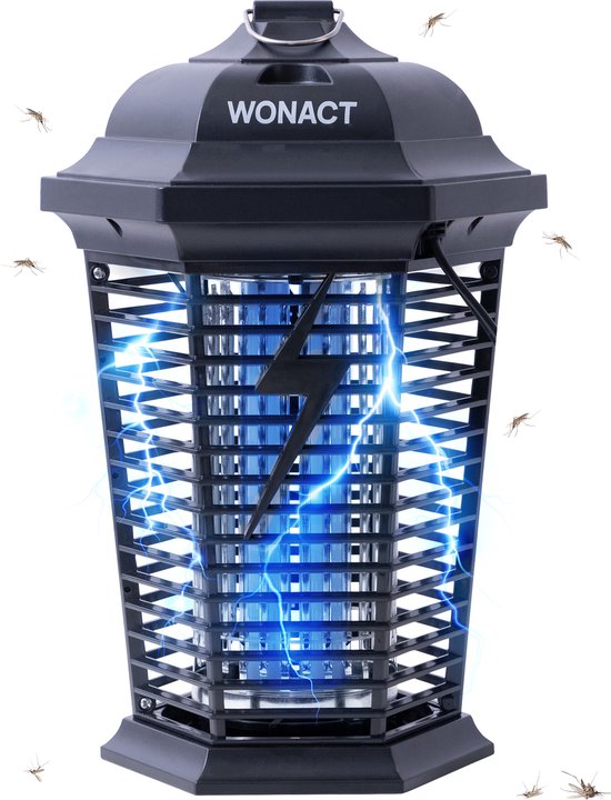 Wonact Muggenlamp - Vliegenlamp - Elektrische insectenlamp tegen muggen, vliegen en fruitvliegjes - UV-licht 4000V - met aan/uitknop - 190cm snoer - voor binnen en buiten - alternatief voor muggenspray, muggenstekker, muggennet - Updated design 2025
