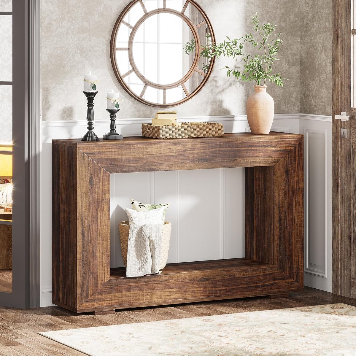 Tribesigns Entreeconsole, 160 cm lang, landhuisstijl, met gebogen Tribesigns Entreeconsole, 160 cm lang, landhuisstijl, met gebogen