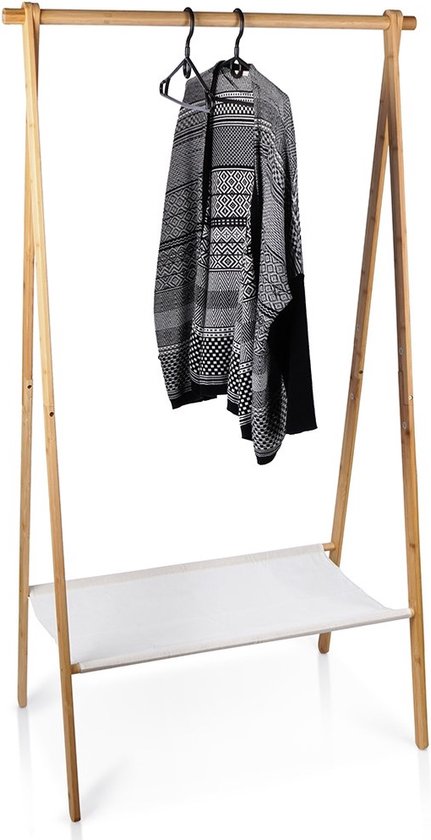Relaxdays kledingrek bamboe en MDF, open design, met