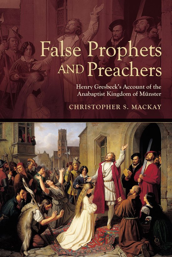 Page de titre de 'False Prophets and Preachers' avec une peinture d'une foule, d'un homme en manteau rouge et d'une femme en blanc.