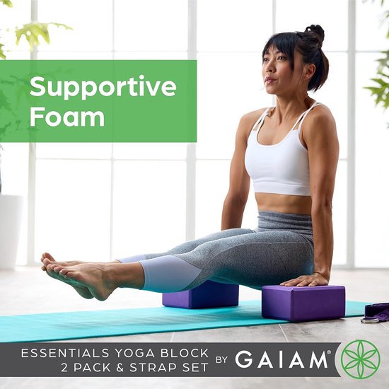 Yogablok set van 2 en yogariemen - zwart - voor yoga essentials van Core Balance — afbeelding 5