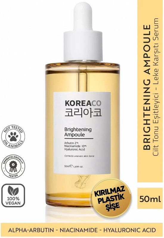 Foto: Koreaco brightening ampoule verlichtend ampul huidtint equalizer serum tegen puistjes anti vlek huidskleur egaliserend alle huidtypes 50 ml