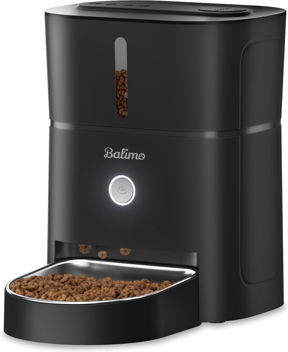 Balimo Automatische Voerbak Kat en Hond - Voerdispenser - Voerbakjes - Katautomatische -Voerinhoud 3L - Zwart