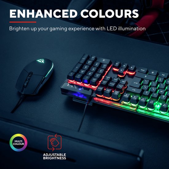 Trust GXT 1794 Gaming Keyboard Set QWERTZ DE Layout with Wireless Mouse and Mouse Mat, 3-in-1 LED Gaming Package, Rechargeable Wireless Mouse, 80 Hours Battery Life, Compact TKL USB Keyboard PC, Black Trust GXT 1794 Gaming Keyboard Set QWERTZ DE Layout with Wireless Mouse and Mouse Mat, 3-in-1 LED Gaming Package, Rechargeable Wireless Mouse, 80 Hours Battery Life, Compact TKL USB Keyboard PC, Black