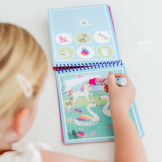 Totum Unicorn junior water kleur boekje - herbruikbaar magisch kleurboek 16 x 21 cm Aqua Magic | kleuren educatief peuter speelgoed