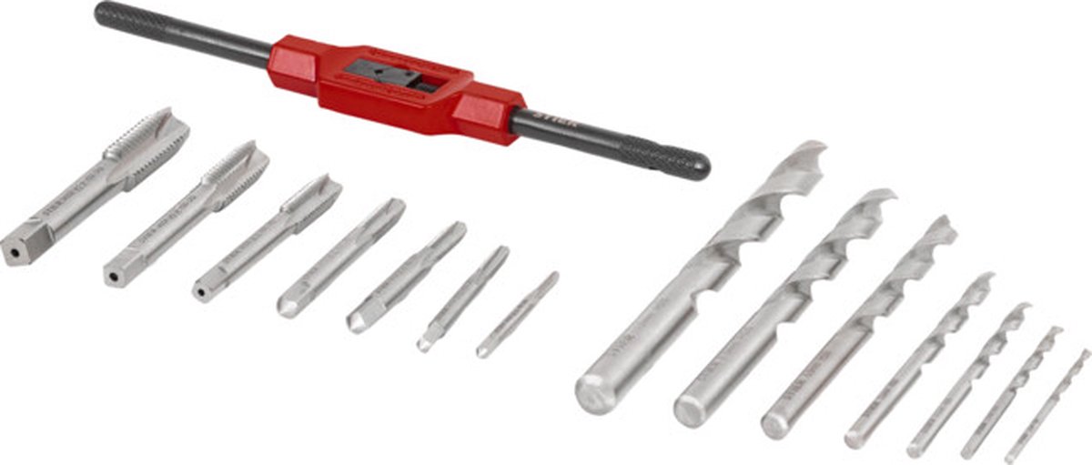 STIER - Draadsnijgereedschapset 15-delig M3-M12 - HSS-G