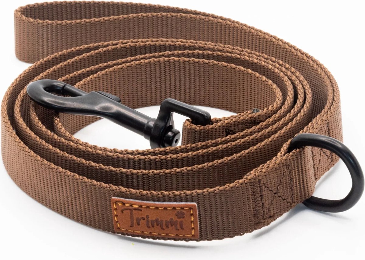 Nylon riem bruin - 152 cm x 2 cm - honden riem - gepersonaliseerd - hondenriemen - halsband - hond - hondenhalsband met naam - halsbanden, riemen & tuigen - Trimmi