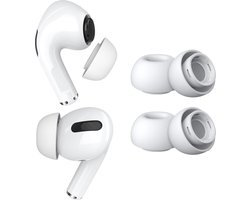 MMOBIEL 2 Paar Vervangende Oordopjes Tips Geschikt voor AirPods Pro Gen 1 & 2 - Antislip Siliconen Oordopjes met Ruisonderdrukkingsgat, Draagbare Opbergdoos en Passen in Oplaadcase - L – Wit