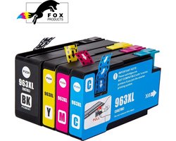FoxProducts® 963XL 963 XL 4 stuks extra gevuld - cartridge - OfficeJet Pro 9010, 9014, 9012, 9020, 9025, 9015, 9016, 9019, 9022, 9018