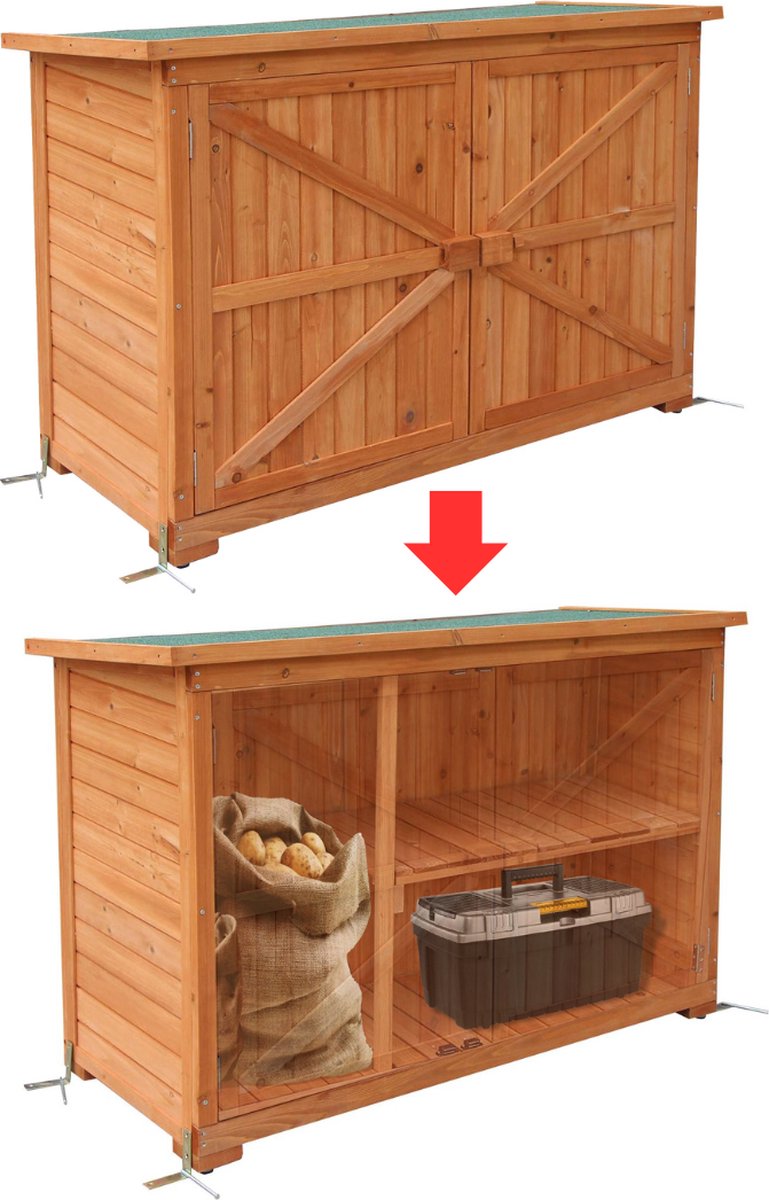 Deze informatie volgt nog Tuinkast Hout Tuinkist Tuinkasten voor Buiten Tuinberging 60x130x100cm Bruin
