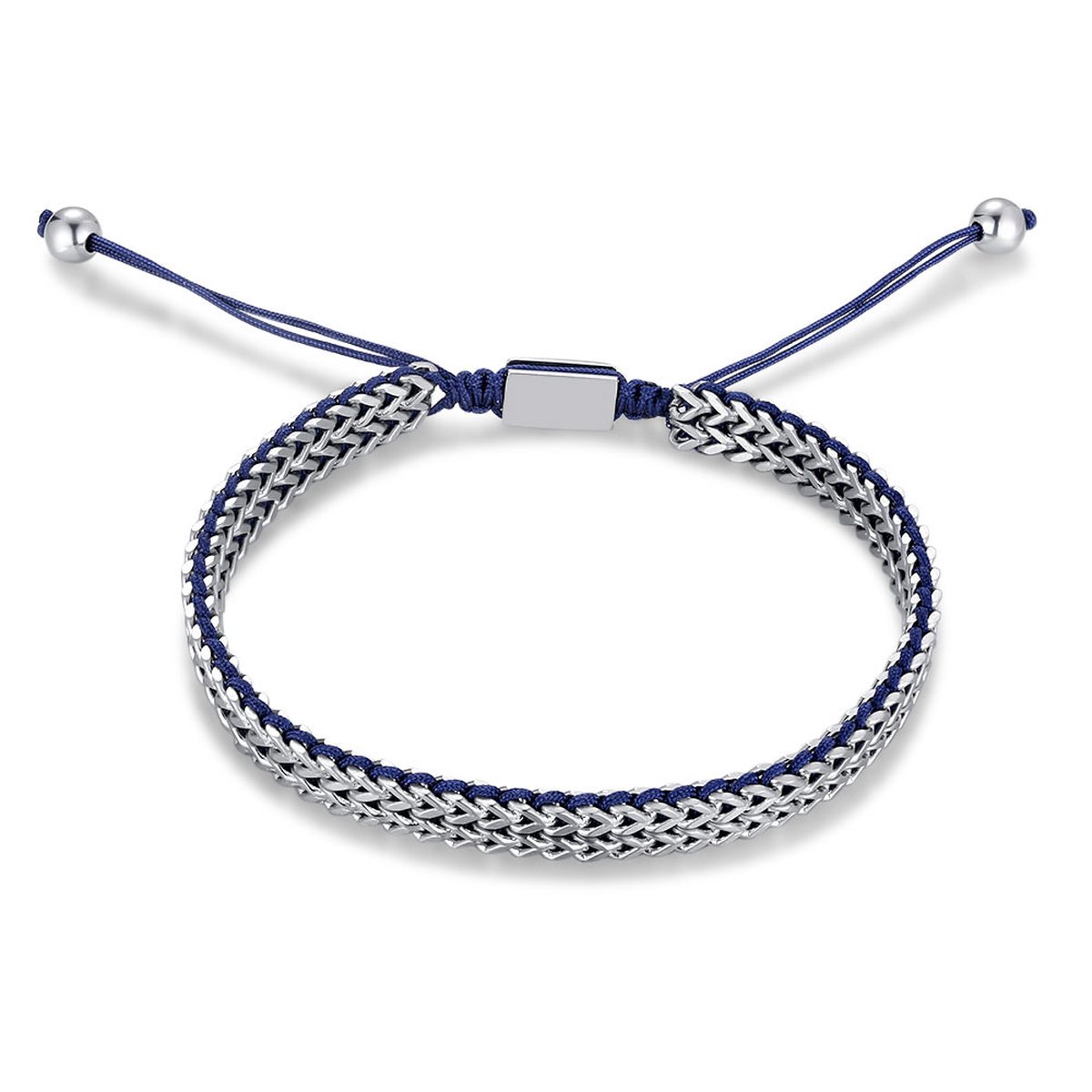 Twice As Nice Armband in edelstaal, blauw en staal 21cm