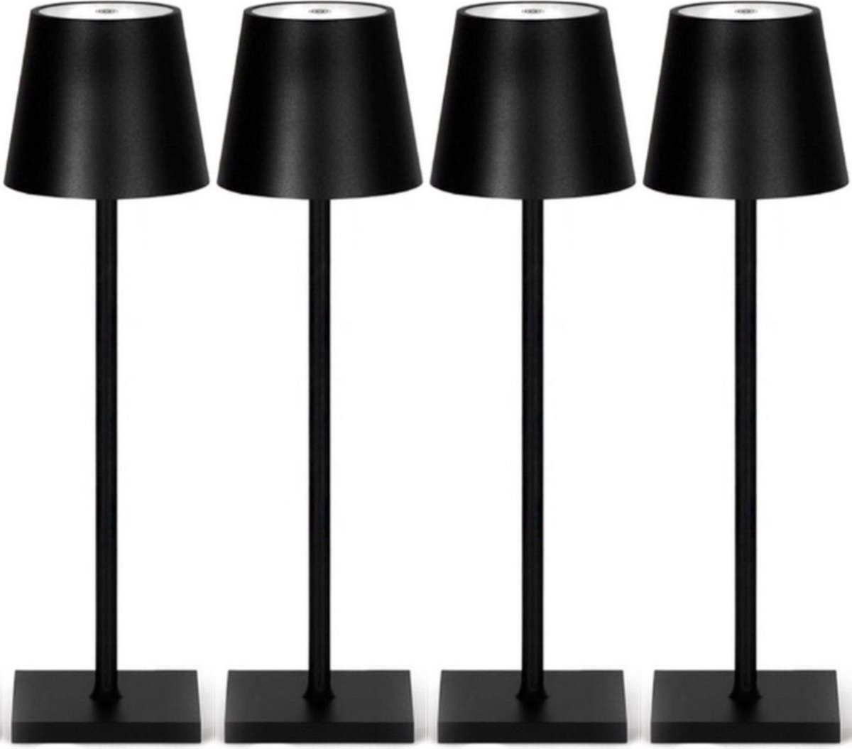 4 Stuks - Oplaadbare Tafellamp - Dimbaar - Aluminium - Bureaulamp - Waterdicht - 38CM - Extra Grote Accu - Zwart