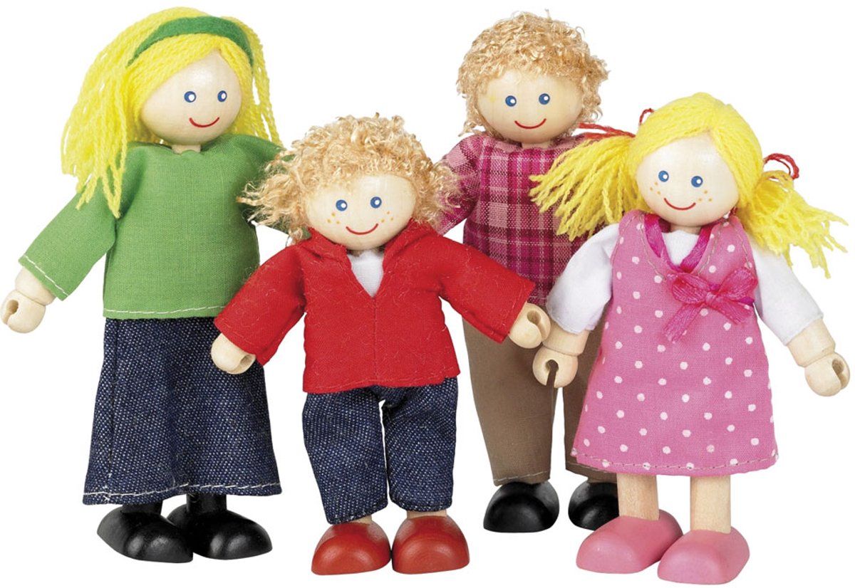 Houten Tidlo poppenhuis poppetjes Familie