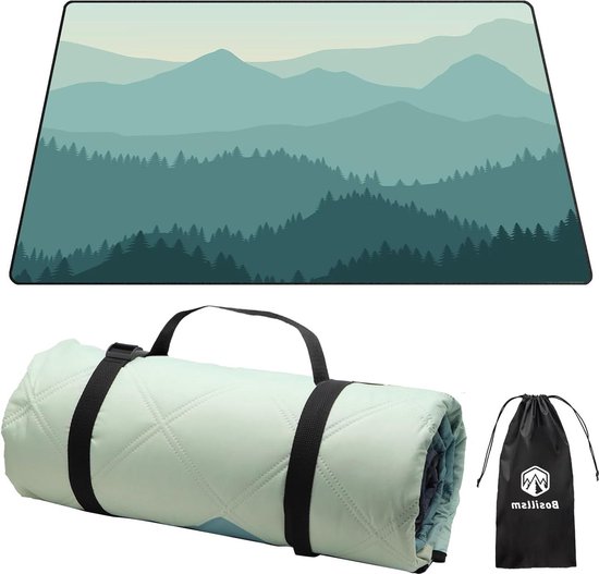 Outplea Waterdichte etnische picknickdeken 200 x 200 cm, grote opvouwbare picknickmat, machinewasbaar, draagbare zandbestendige stranddeken met