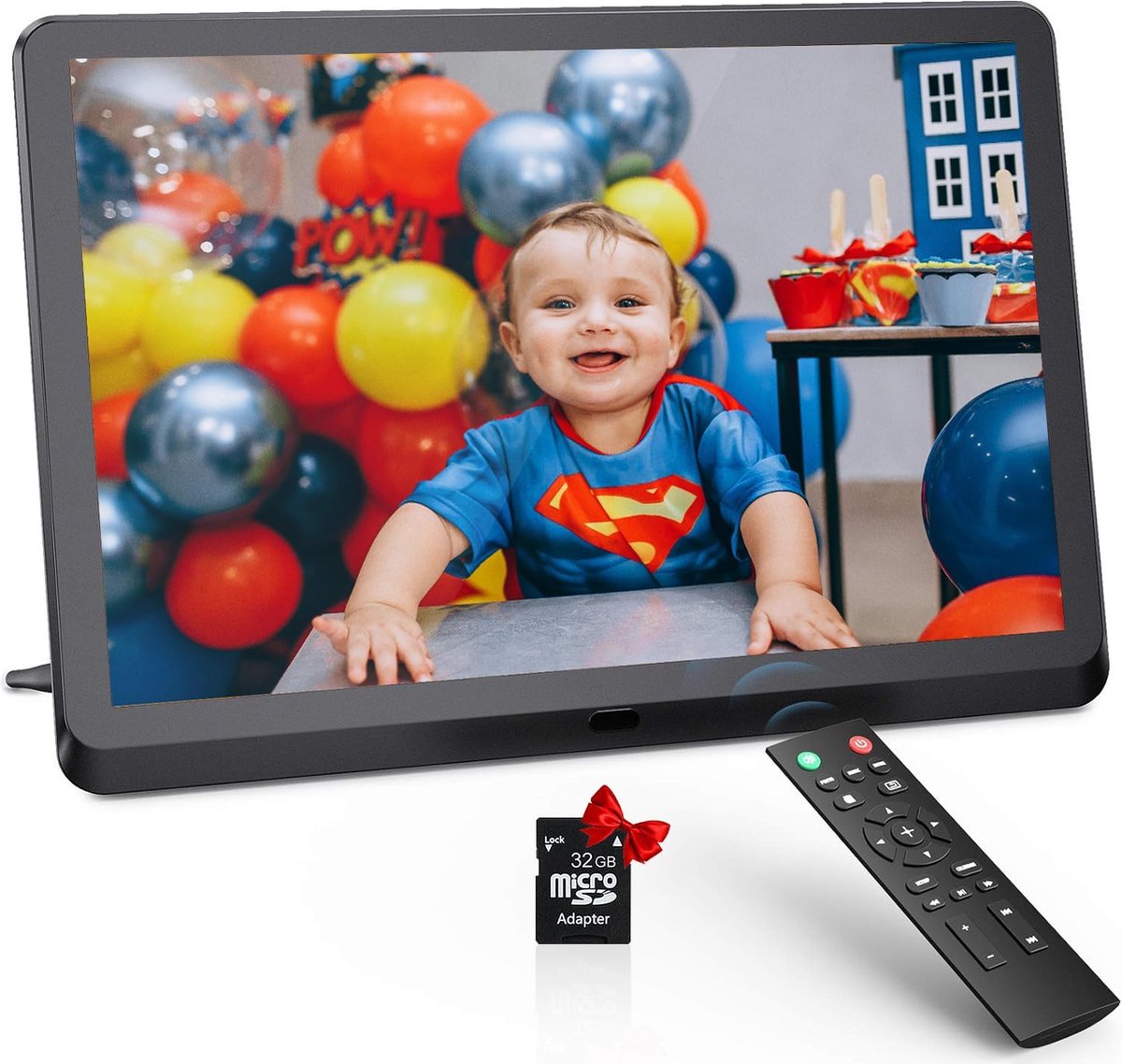 Digitale Fotolijst met WiFi - 10 Inch IPS Scherm - 16GB Geheugen - Automatische Rotatie - Elektronische Fotolijst met Afstandsbediening - HD Display - Kalender en Klok Functie - Draadloze Verbinding