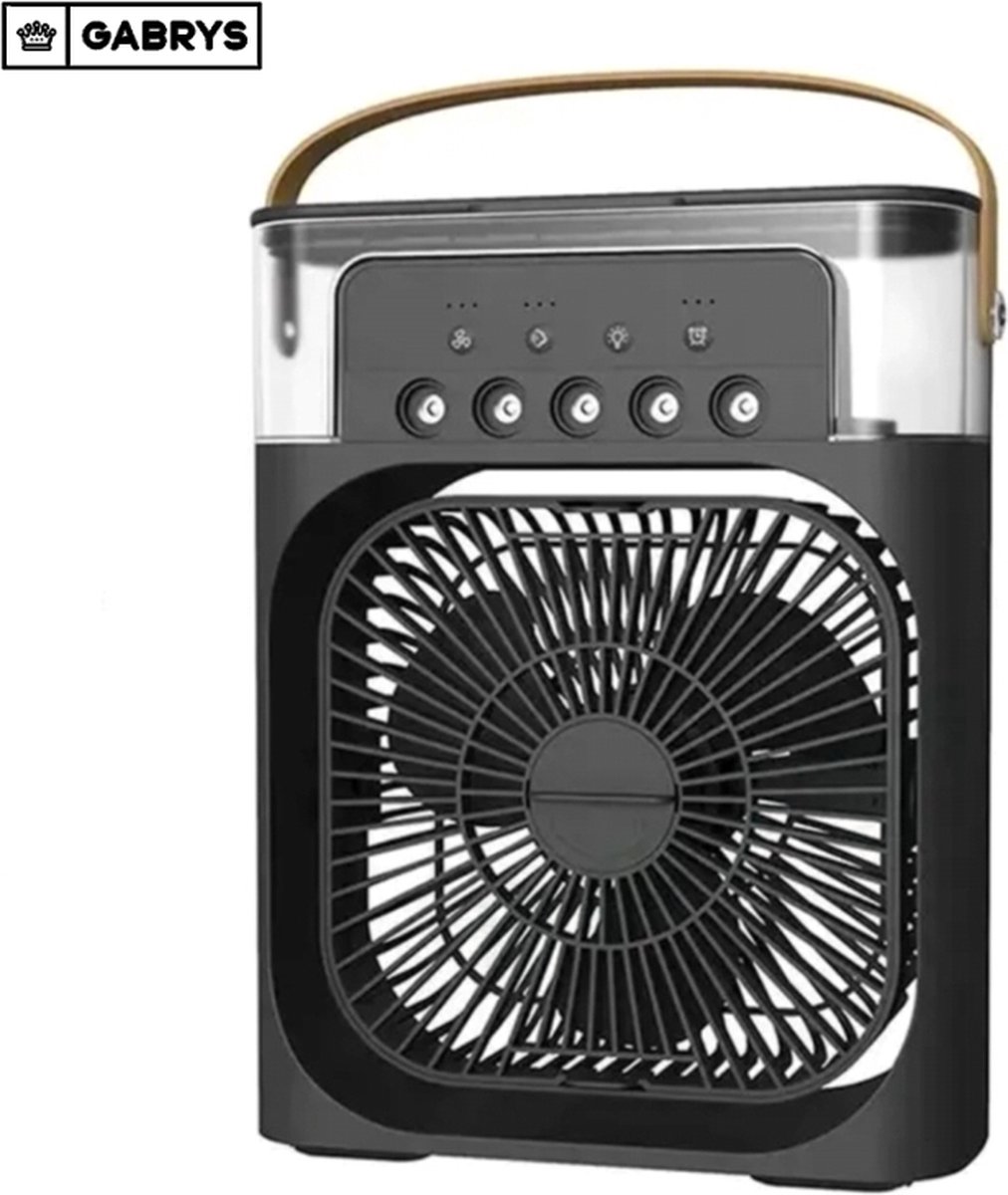 Gabrys® mini Airconditioners Draagbare Koelventilator Led Nachtlampje Water Mistpret 3 In 1 Lucht Voor Thuis - ventilator - zwart - thuis - kantoor - school - zomer - koeling - airconditioning - Kamperen - Luchtkoeler - Aircooler - Tafel Ventilator thumbnail 3