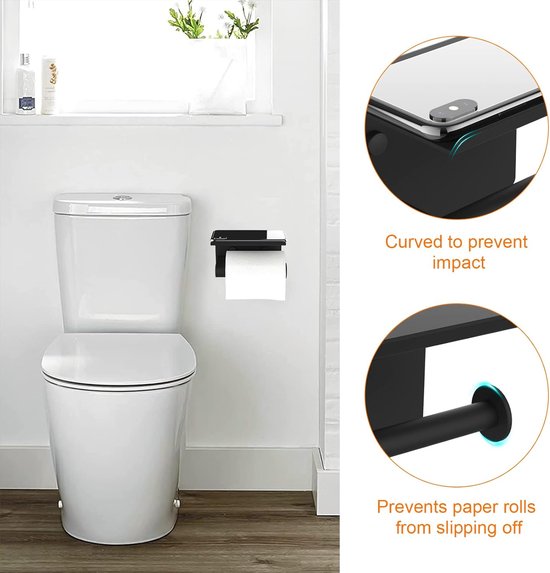 EAVY WC Rolhouder met Plankje - Zelfklevend / Zonder Boren / Boren - Toiletrolhouder - Zilver EAVY WC Rolhouder met Plankje - Zelfklevend / Zonder Boren / Boren - Toiletrolhouder - Zilver