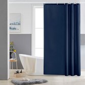 Douchegordijn, marineblauw, wasbare stof, polyester, schimmelbestendig, waterdicht, douchegordijn met 6 haken, 100 x 180 cm, voor kleine badkamer.