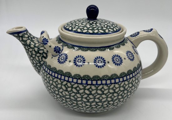 Foto: Bunzlau keramiek theepot 1 8 liter groen blauw