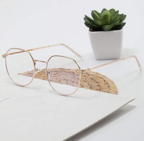 Blauw Licht Filter Bril Zonder Sterkte Metalen Frame Goud | Ovaal | Dames | Blue Light Glasses | Compter Bril