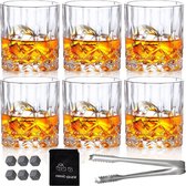 Set van 6 Vintage Whisky Tumblers 300ml Crystal Glass Cups - Scotch Bourbon Brandy Rum Cocktail Drinkglazen voor Thuis Bar Party