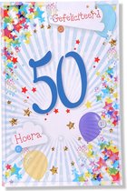 Hoera 50 jaar! Luxe verjaardagskaart Abraham / Sarah - 12x17cm - Gevouwen Wenskaart inclusief envelop - Leeftijdkaart