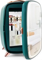 Skincare Beauty Fridge – Mini Koelkast – Minibar – 6 Liter – Slaapkamer – Stijlvol – Met LED Spiegel – Groen