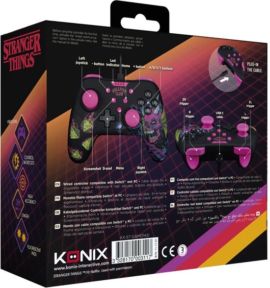 Konix Stranger Things Switch Controller - Nintendo Switch, PC - 3m ...