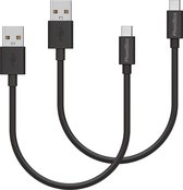 2x USB C naar USB A Kabel Zwart - 0,2 meter - Oplaadkabel voor Xiaomi Redmi Note 11 / Redmi Note 11 Pro 5G / Redmi Note 11T 5G