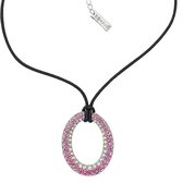 Behave - Ketting Dames - Ovalen Hanger - Roze en Multi kleur Kristal steentjes - Waxkoord