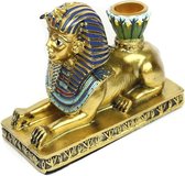Egyptische Farao Kaarshouder - 13cm Diep, 6cm Breed, 10cm Hoog - Unieke Interieur Decoratie kandelaar
