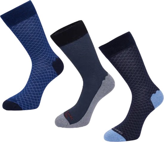OneTrippel - Healthy Seas Socks - Sokken - Sokken Heren - 3 Paar - Pollock/Fugu/Caplain - Blauw - EUR maat 41 46