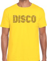 Bellatio Decorations Verkleed T-shirt heren - disco - geel - gouden glitter - 70s/80s - carnaval XL