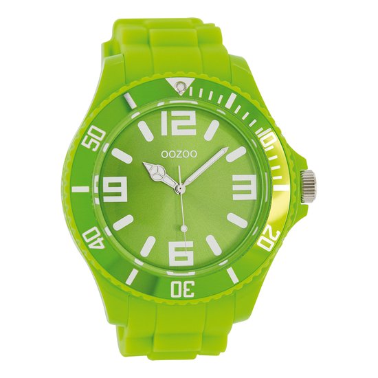 OOZOO Timepieces - Fluo groene horloge met fluo groene rubber band - C4167