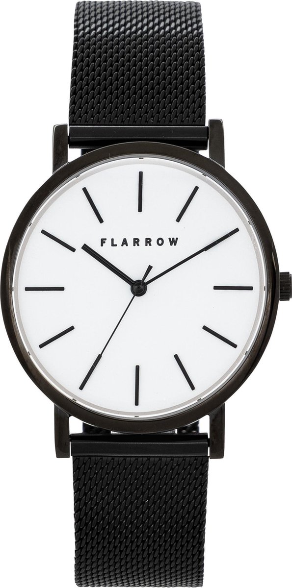 FLARROW Black Edition Ø40MM - Mesh - Zwart - Wit Horloge