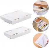 DBREAKS Lade onder bureau, zelfklevende lade, verborgen ladevak, witte bureaulade, bureauorganizer voor thuis, school en kantoor (33 x 23,5 x 8,5 cm