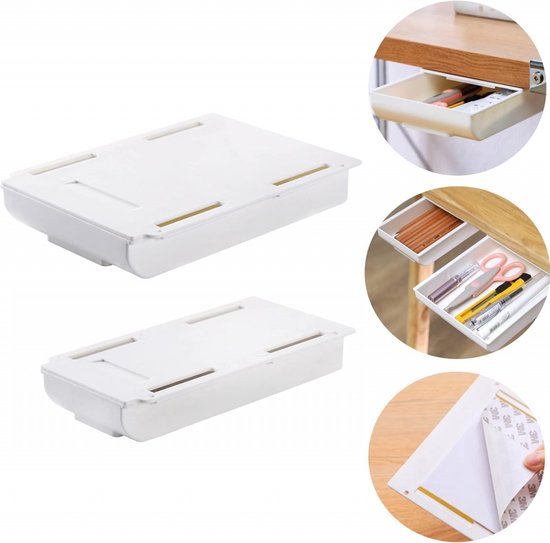 Foto: Bureaulade organizer 2 stuks bureau organizer ladeverdeler zelfklevende lade onder bureaulade organizer lade onder bureau verborgen bureaulade organizer zelfklevende lade voor thuis bureau commode