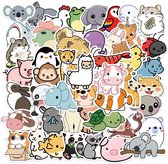 Jumada's - 50 Schattige Dieren Stickers - Koala, Schilpad, Olifant, Leeuw - Laptop, Koffer, Bullet Journal, Planner Stickers - Voor Kinderen & Volwassenen - Stickervellen & Plakstickers