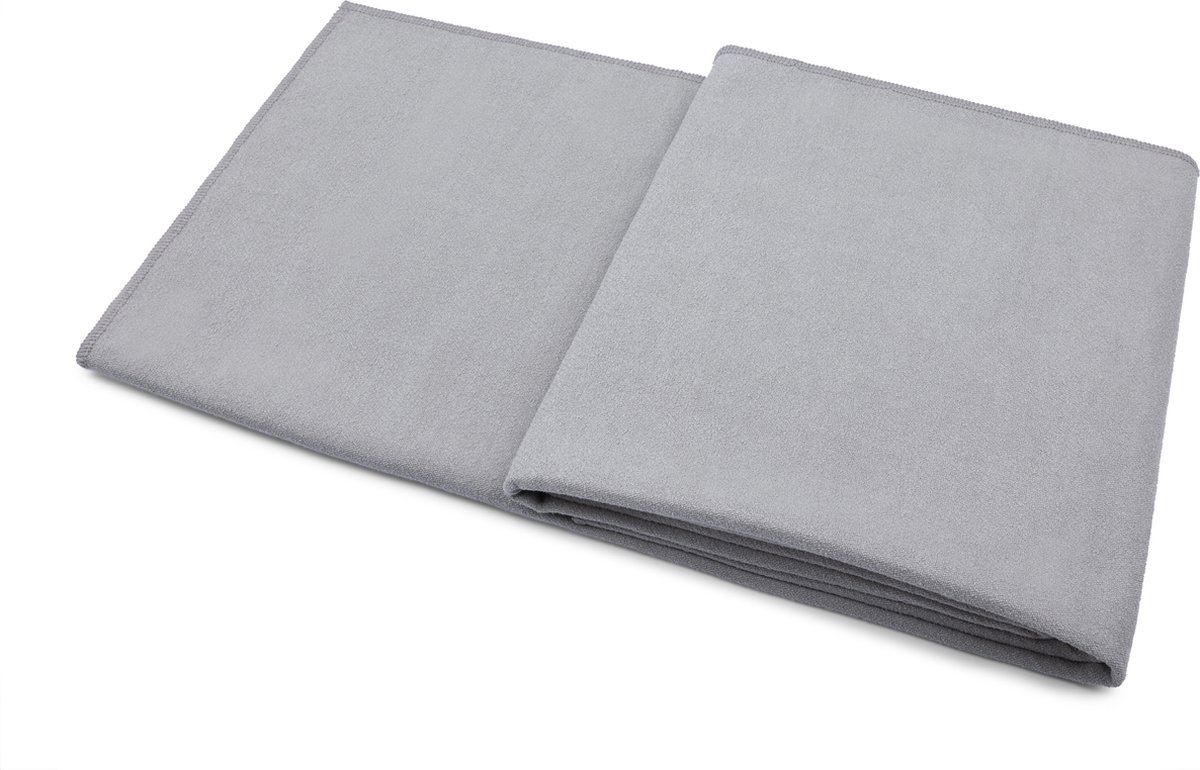 MindBaas - Yoga Handdoek - Fitness Handdoek - Antislip - Sneldrogend - Grijs - 183 x 61 cm - Yogamat Handdoek - Yoga Towel - Sporthanddoek - Pilates Handdoek